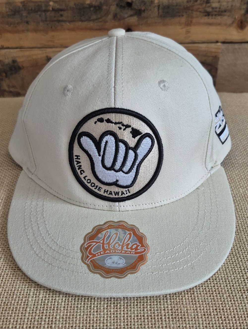 Aloha Headwear Hang Loose Hawaii Shaka Patch Snapback Cap Flat Bill Hat OS Beige
